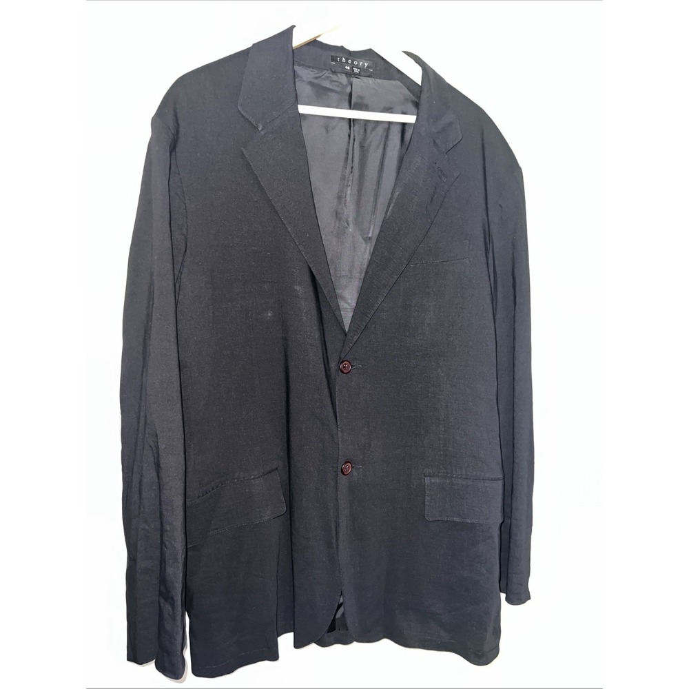 Theory Men's Blazer BLACK Linen Blend Fabric SIZE 46